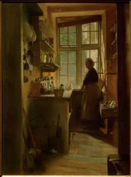 Een kamer voor het spoelen van flessen voor de apotheek